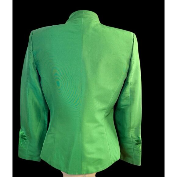 Peck & Peck  Collection Emerald Green 100% Silk Embroidered Blazer Vintage Sz. 6 - Picture 8 of 9